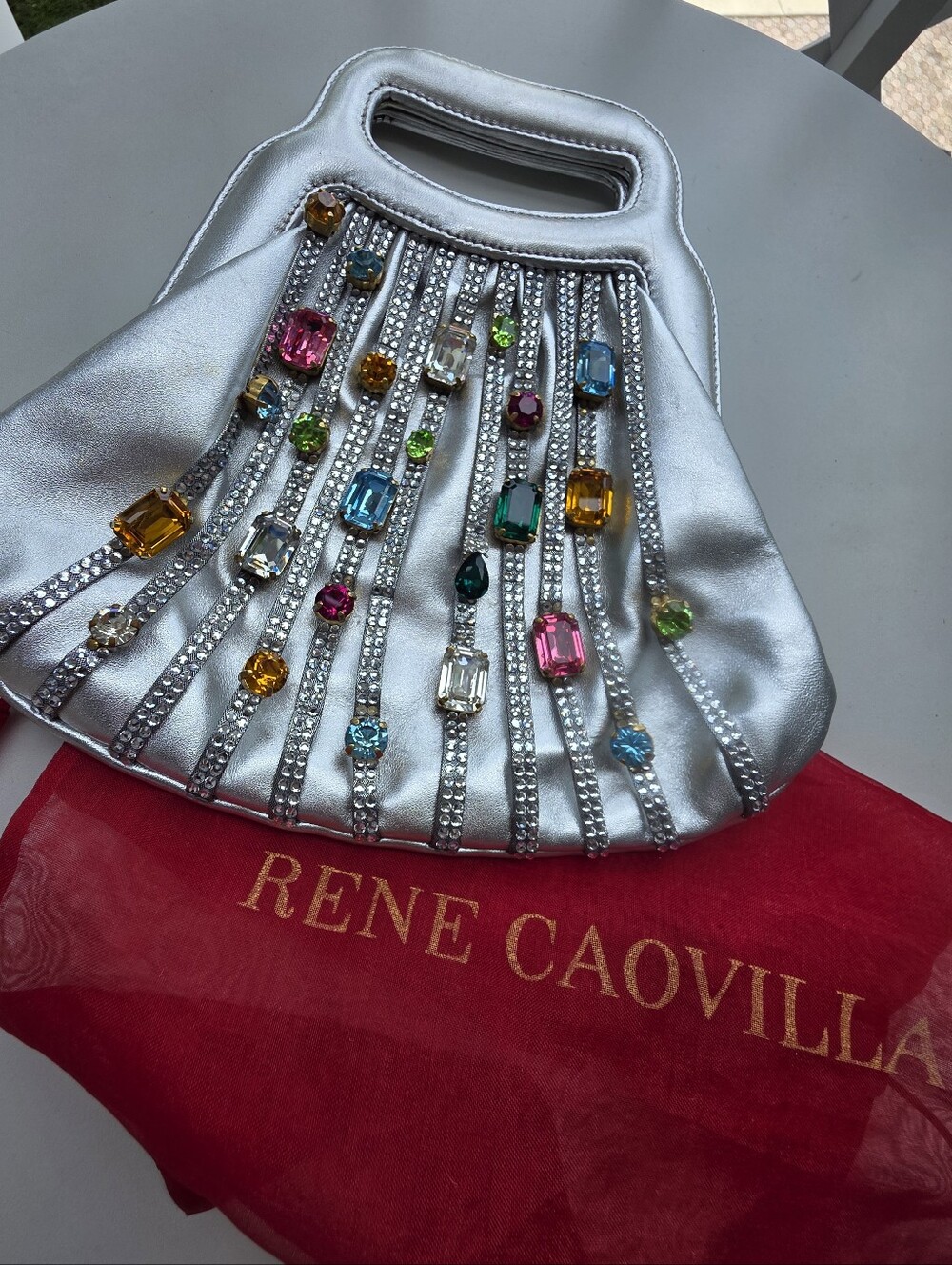 René Caovilla Silver Crystal Fringe Jeweled Evening Bag - Picture 4 of 14